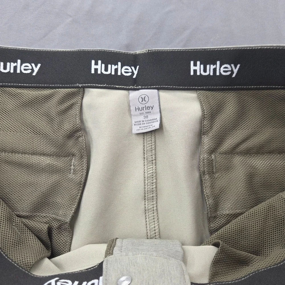 Hurley Mens 38 Gray Green Hybrid Flat Front Bermuda Shorts
